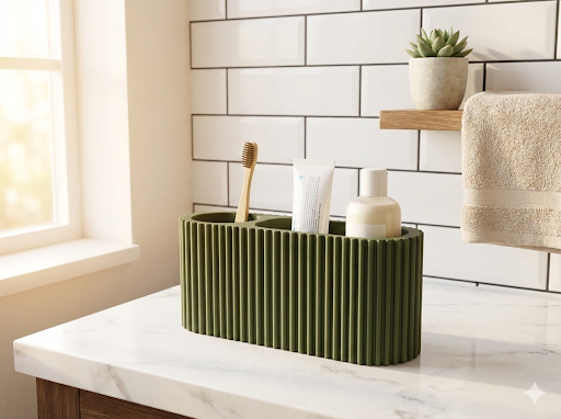 Premium Bathroom Caddy: Toothbrush & Grooming Organizer